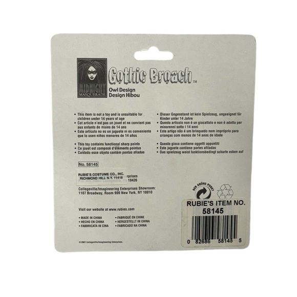 Rubie’s gothic broach / brooch pin. Owl style broach pin brand new in packaging! - Picture 3 of 6